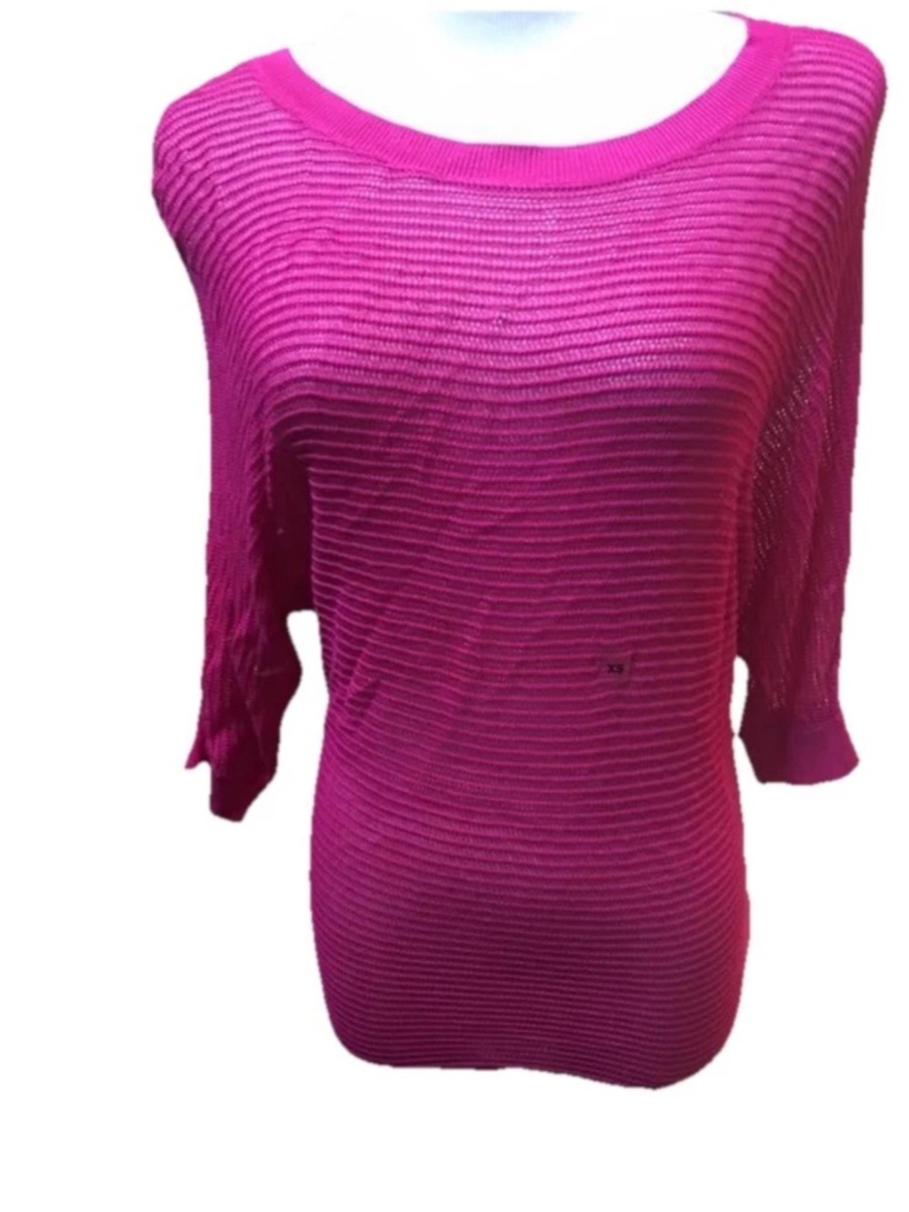 Y2K Express NWT Fuchsia Open Knit Ribbed Sweater Dolman Sleeve Sz XSM